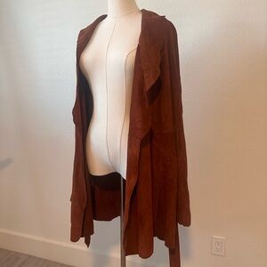 Elegant Brown Suede Trench Coat